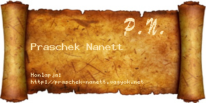 Praschek Nanett névjegykártya